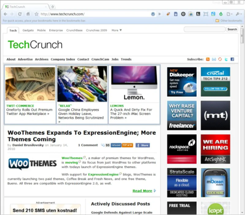 WooThemes and ExpressionEngine on the TechCrunch frontpage
