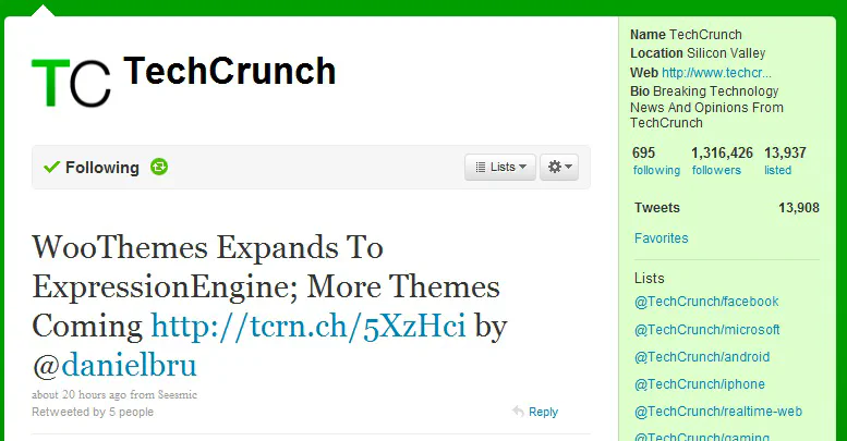 woothemes techcrunch tweet