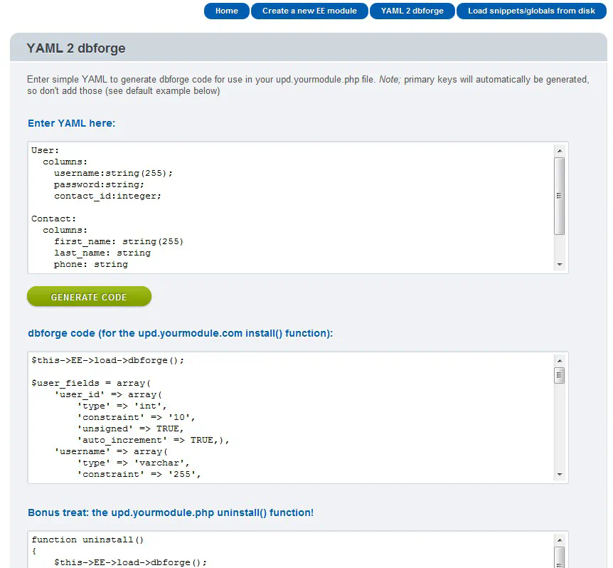 YAML 2 dbforge Code Generator