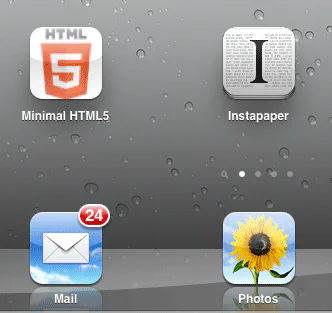 The Minimal HTML5 Offline Cache Test added to homescreen