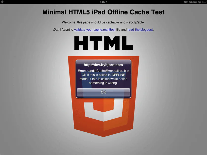 html5 tester offline mode